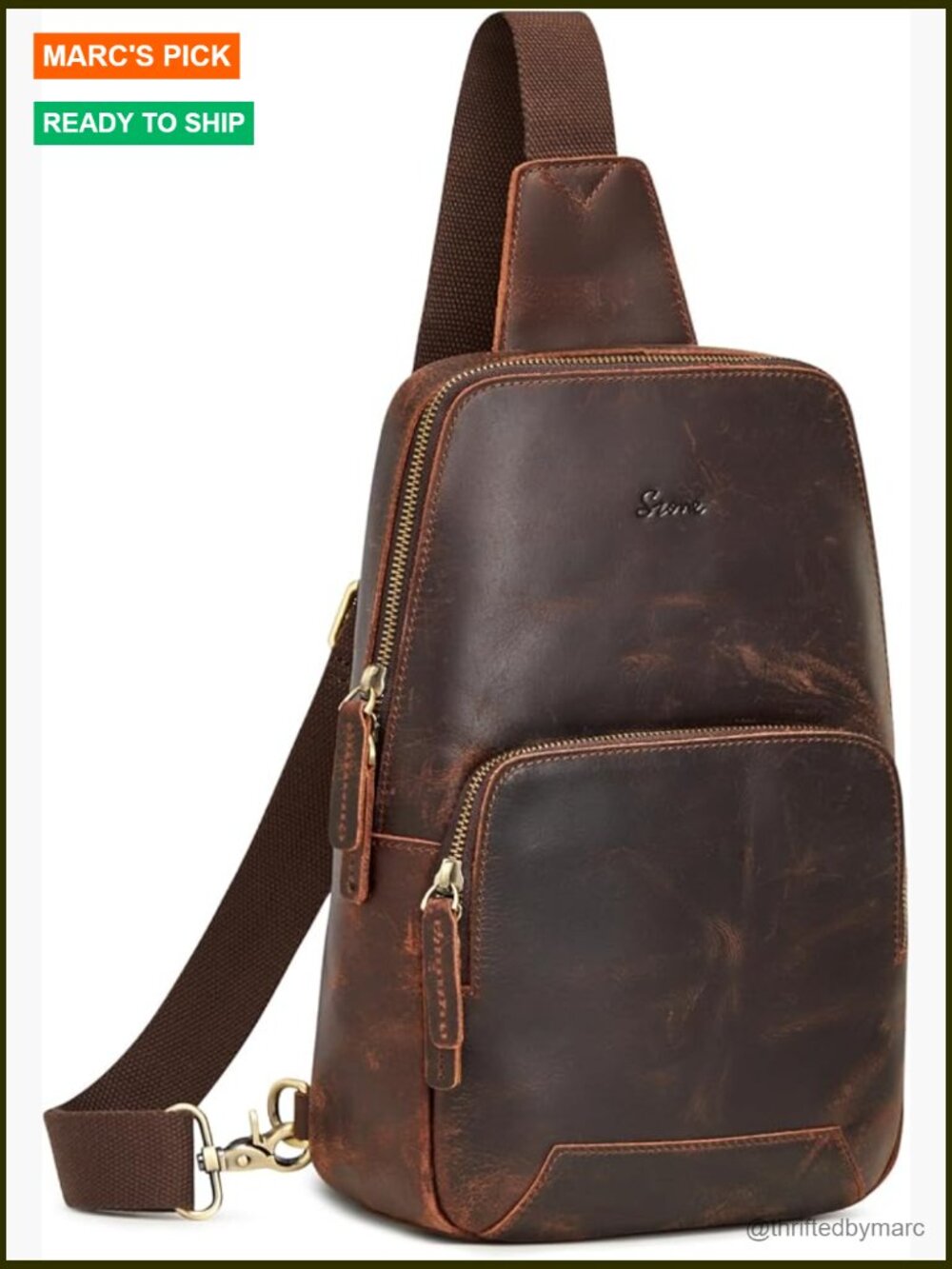Genuine Leather Rfid Blocking Sling Bag Crossbody Backpack Travel Daypack